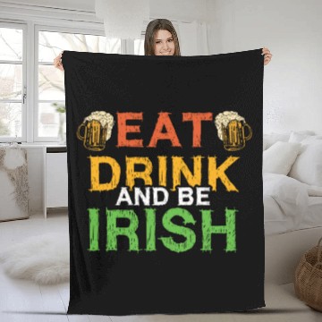 Discover Eat Drink Saint Paddy Shamrock Saint Patrick Day Fleece Blankets