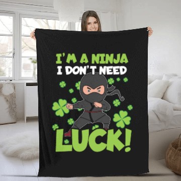 Discover Ninja Luck Kid Japan Clover Saint Patrick Day Fleece Blankets