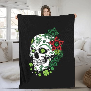 Discover Sugar Bone Floral Shamrock Saint Patrick Day Fleece Blankets