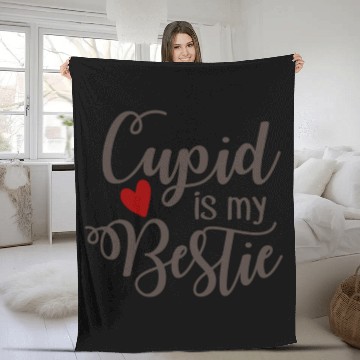 Discover Best Valentines Day Cupid is My Bestie404 Fleece Blankets