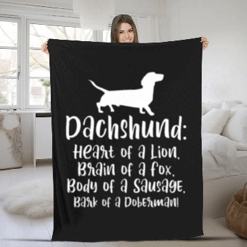 Discover Dachshund Heart of a Lion Brain of a Fox Fleece Blankets