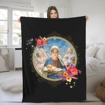 Discover Christmas Nativity Star Blessed Mother Mary Jesus Fleece Blankets