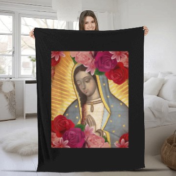 Discover Our Lady of Guadalupe Rose Mexican Catholic Juan D Fleece Blankets