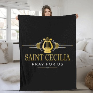 Discover St Cecilia Patron Saint of Musicians Harp Catholic Fleece Blankets