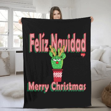 Discover Felíz Navidad Cactus Lady Fleece Blankets