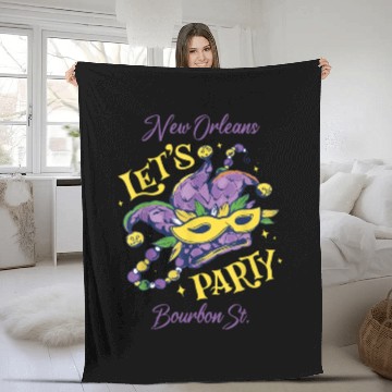 Discover Mardi Gras Bourbon Street New Orleans Souvenir Lou Fleece Blankets