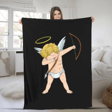 Discover Cupid Dabbing Cute Funny Angel Bow Arrow Valentine Fleece Blankets