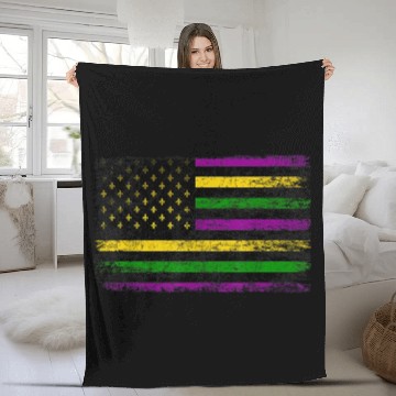 Discover Mardi Gras Flag Green Purple Gold Fleece Blankets