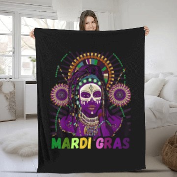 Discover Voodoo Queen Magic Mardi Gras Fleece Blankets
