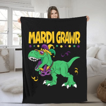 Discover Mardi Grawr T Rex Dinosaur Mardi Gras Bead Kids Bo Fleece Blankets