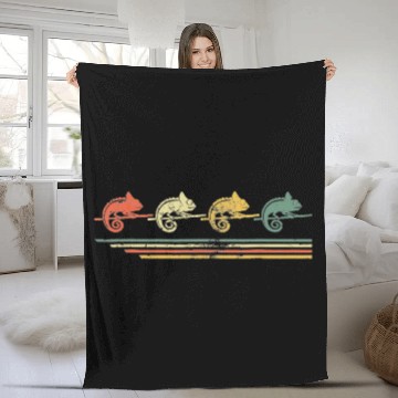Discover retro vintage chameleon lover animal father day Fleece Blankets