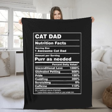 Discover Cat Daddy for Men, Funny Cat Dad Nutrition Facts D Fleece Blankets