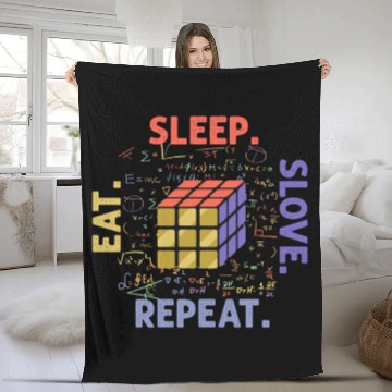 Discover Eat Sleep Solve Repeat Math Speed Cubing Genie Fleece Blankets