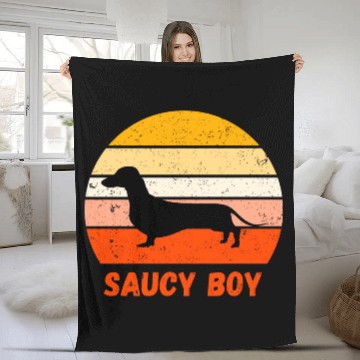 Discover Dachshund Saucy Boy Fleece Blankets