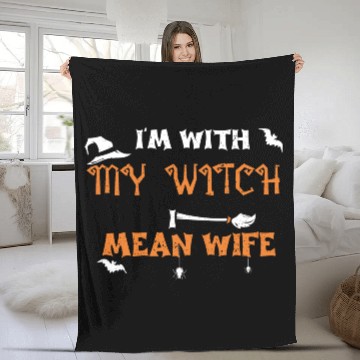 Discover I'm With My Witch I Mean Wife Fleece Blankets
