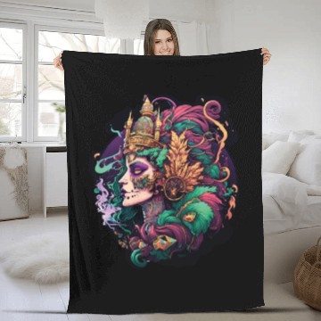 Discover Mardi Gras Mask Queen Fleece Blankets