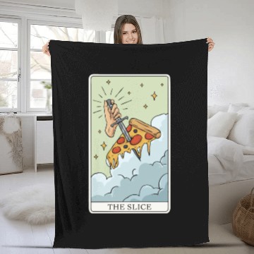 Discover Pizza Tarot Card "The Slice" for a Tarot Reader Fleece Blankets