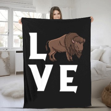 Discover Bison Love Cow Buffalo National Park Western Fleece Blankets