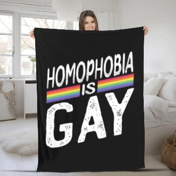 Discover Homophobia is Gay Funny Rainbow LGBT Pride Month Fleece Blankets