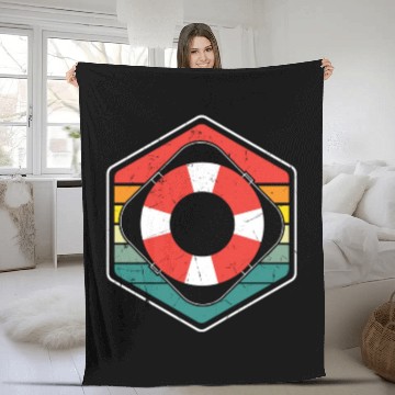 Discover Vintage Lifebelt Lifeguard Distressed Fleece Blankets