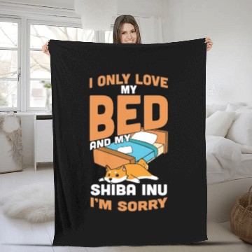 Discover I Only Love My Bed And My Shiba Inu Fleece Blankets