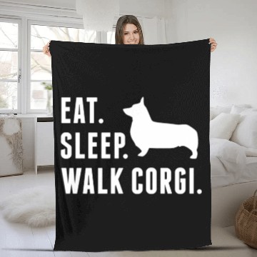 Discover Eat Sleep Walk Corgi Fleece Blankets