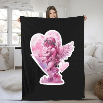Discover funny Cupid Valentine's Day girls Fleece Blankets
