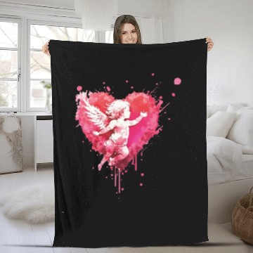 Discover funny Cupid Valentine's Day girls Fleece Blankets