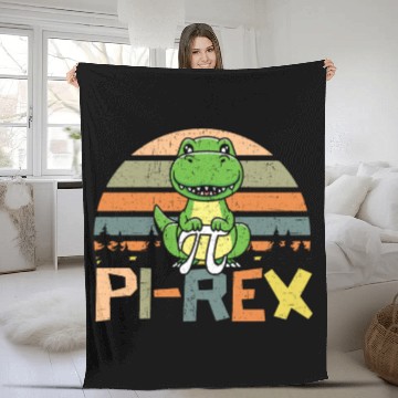 Discover Pi-rex Dinosaur Math Teacher Mathematician Pi Day Fleece Blankets