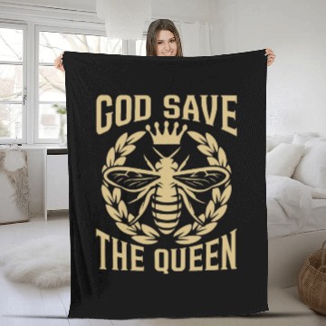 Discover Beekeeping God Save The Queen Honeybees Beekeeper Fleece Blankets