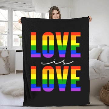 Discover Love Is Love, LGBT Rainbow Flag Fleece Blankets
