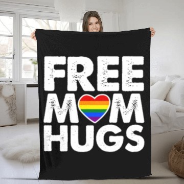 Discover Free Mom Hugs, LGBT Rainbow Heart Fleece Blankets