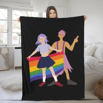 Discover lesbian lgbtq pride valentine day 202 valentines Fleece Blankets