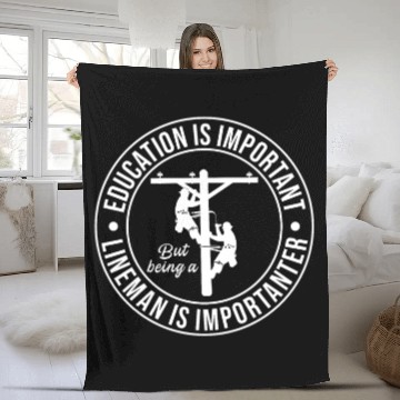 Discover Electrical Lineman Pun Education Is Important Fleece Blankets