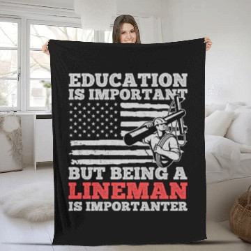 Discover Electrical Lineman Pun Education Is Important Fleece Blankets