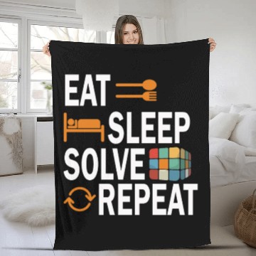 Discover Eat Sleep Solve Repeat Math Speed Cubing Genie Fleece Blankets