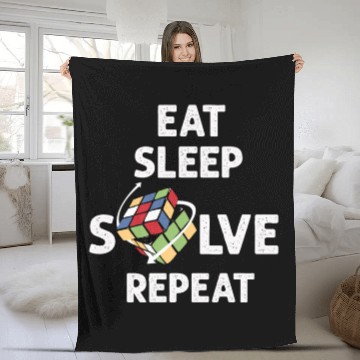 Discover Eat Sleep Solve Repeat Math Speed Cubing Genie Fleece Blankets