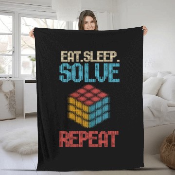 Discover Eat Sleep Solve Repeat Math Speed Cubing Genie Fleece Blankets