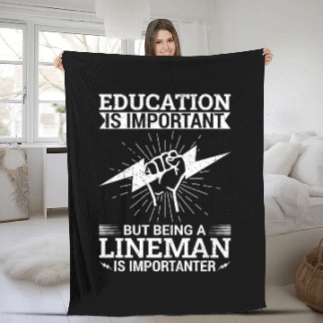 Discover Electrical Lineman Pun Education Is Important Fleece Blankets
