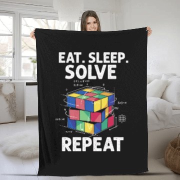 Discover Eat Sleep Solve Repeat Math Speed Cubing Genie Fleece Blankets