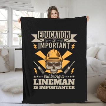 Discover Electrical Lineman Pun Education Is Important Fleece Blankets
