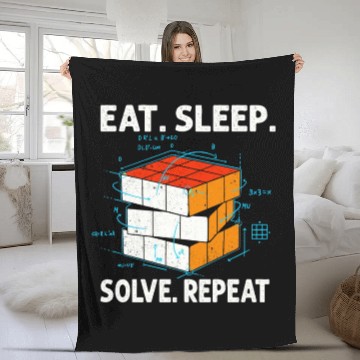 Discover Eat Sleep Solve Repeat Math Speed Cubing Genie Fleece Blankets