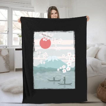 Discover Cherry Blossom Fuji Cherry Tree Japan Fleece Blankets