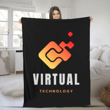 Discover Virtual Visions: A Technology Logo Design Fleece Blankets