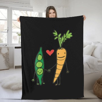 Discover womens carrot and peas v neck Fleece Blankets