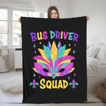 Discover Bus Driver Squad Mardi Gras Costume Fleece Blankets
