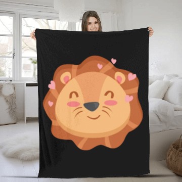 Discover Cute Lion Cartoon Animals Character Design Fleece Blankets