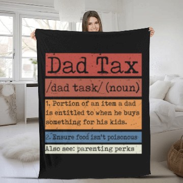 Discover Vintage Dad Tax Definition Men Funny Father's Day Fleece Blankets
