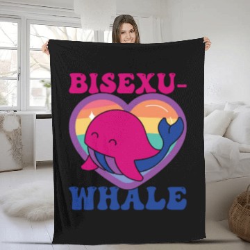 Discover Bisexu-Whale Kawaii Whale Bisexual Pride Flag Fleece Blankets