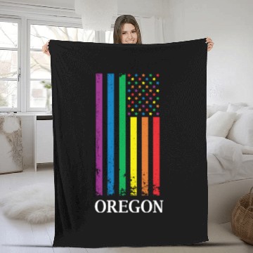 Discover Oregon Pride Month Pride Flag LGBT Community LGBTQ Fleece Blankets